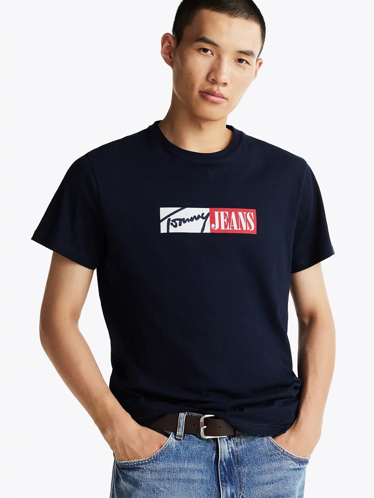 Camiseta Azul Marino Tommy Jeans Slim Entryt Graphic Tee Ext (Dark Navy) - Imagen 1