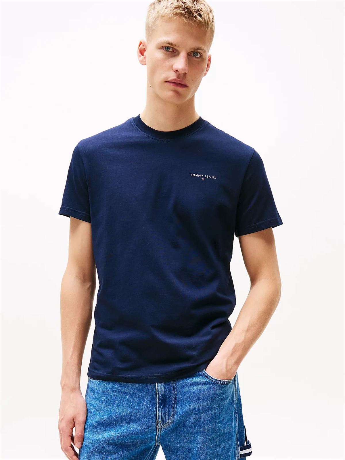 Camiseta Azul Marino Tommy Jeans Tjm Slim Linear Cgest SS Tee Ext Dark Navy - Imagen 1