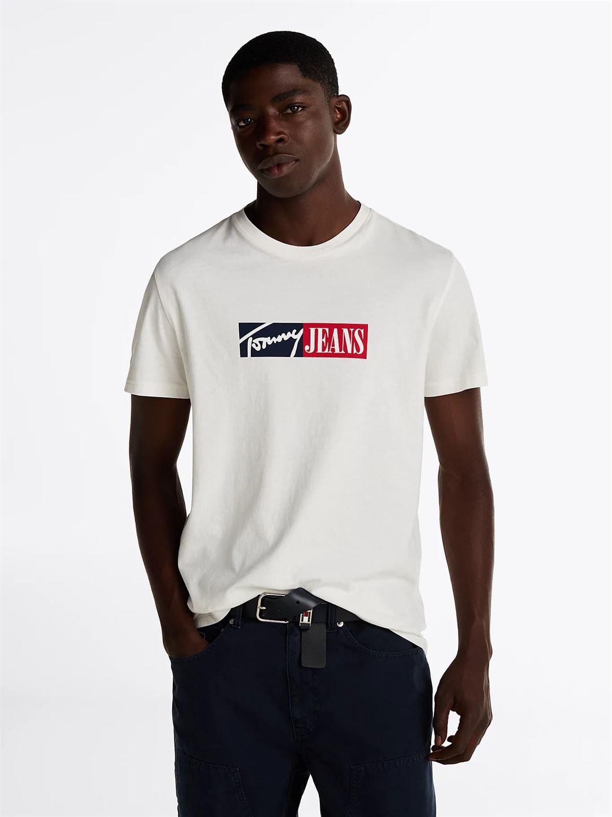 Camiseta Blanca Tommy Jeans Tjm Slim ENtry Graphic Tee Ext - Imagen 1