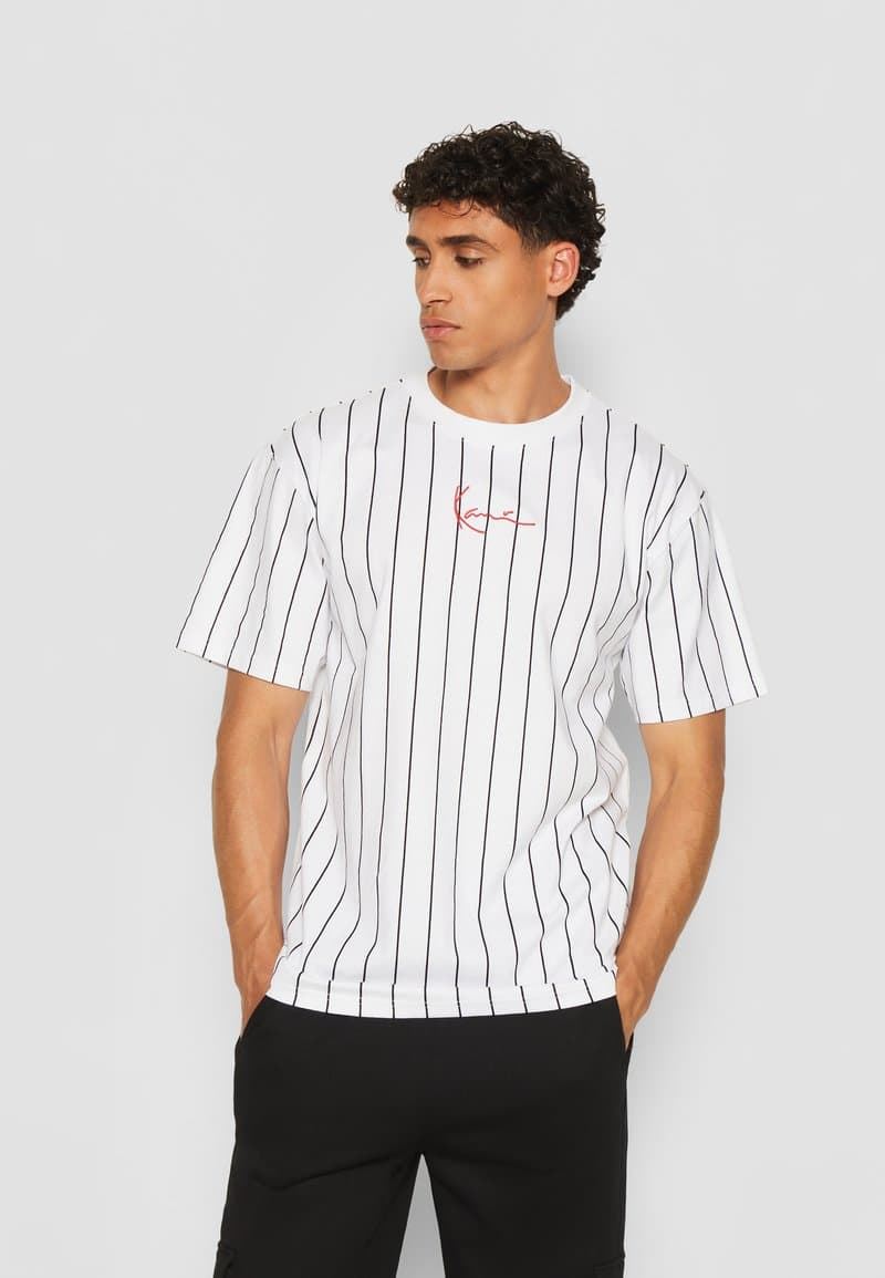 Camiseta KARL KANI 6030152 kk small signature pinstripe tee white/black - Imagen 1