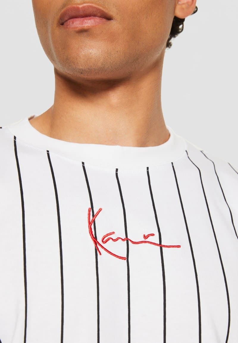 Camiseta KARL KANI 6030152 kk small signature pinstripe tee white/black - Imagen 2