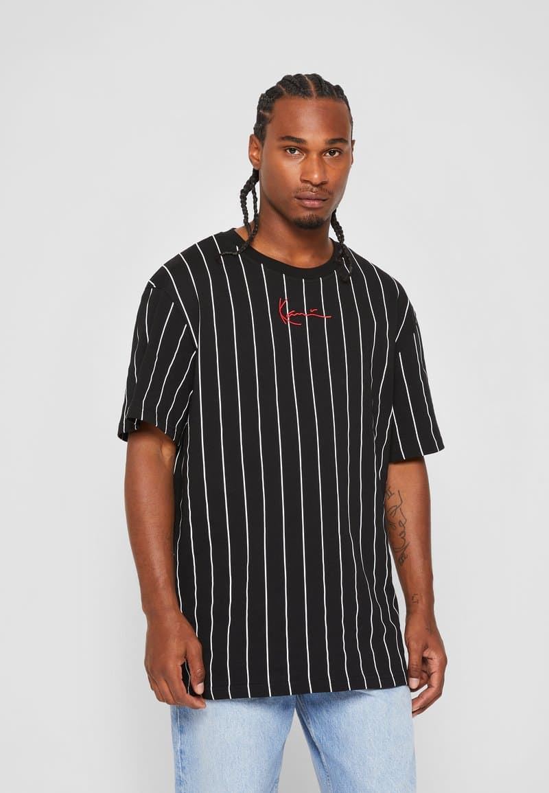 Camiseta KARL KANI 6030153 kk small signature pinstripe tee black/white - Imagen 1