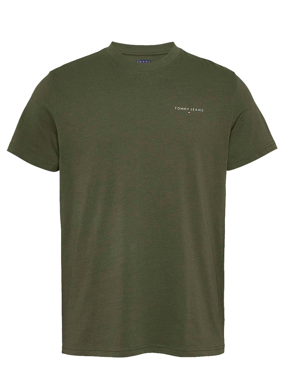 Camiseta Verde Tommy Jeans Slim Linear Chest See TEE Ext Fatigue Green - Imagen 1