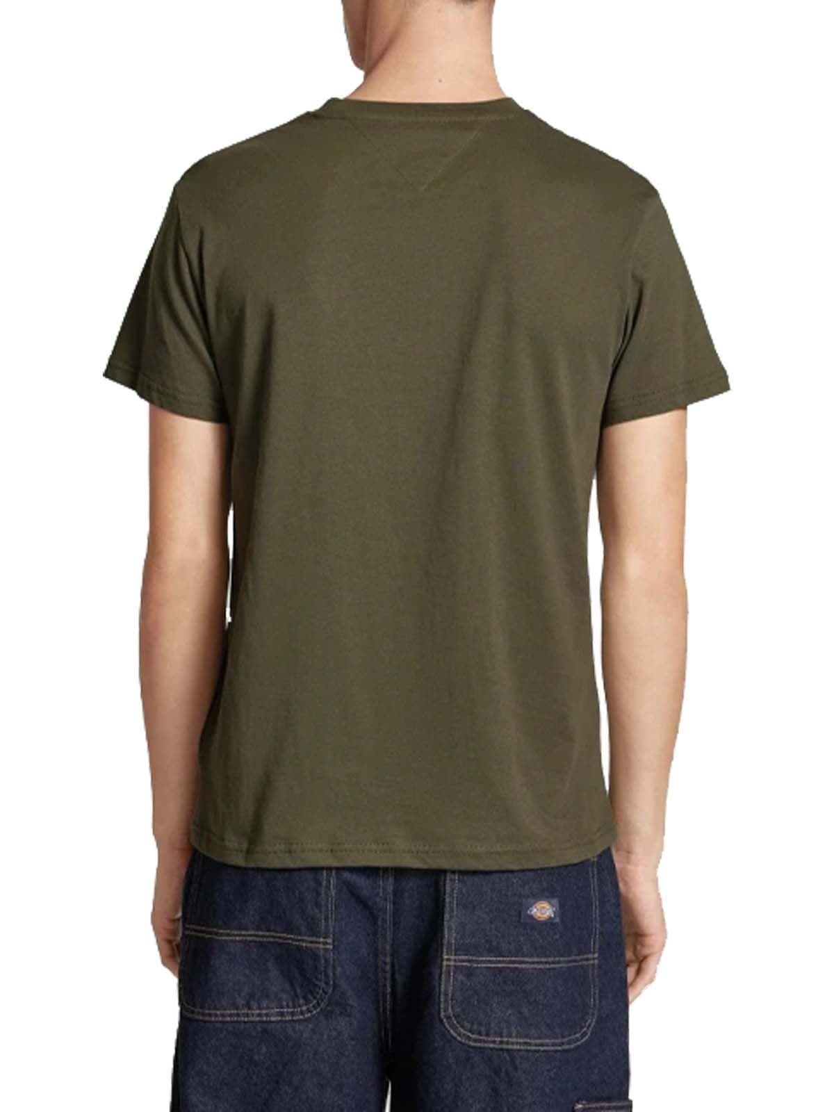 Camiseta Verde Tommy Jeans Slim Linear Chest See TEE Ext Fatigue Green - Imagen 3