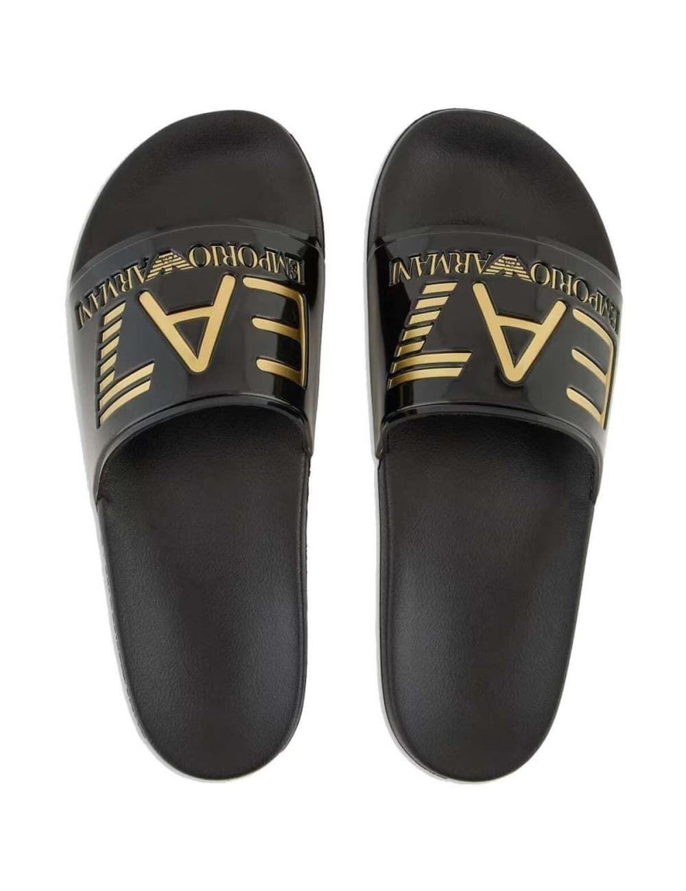 Chanclas EA7 Emporio Armani 7X000108 AF15118 PC001 shiny black/gold - Imagen 1