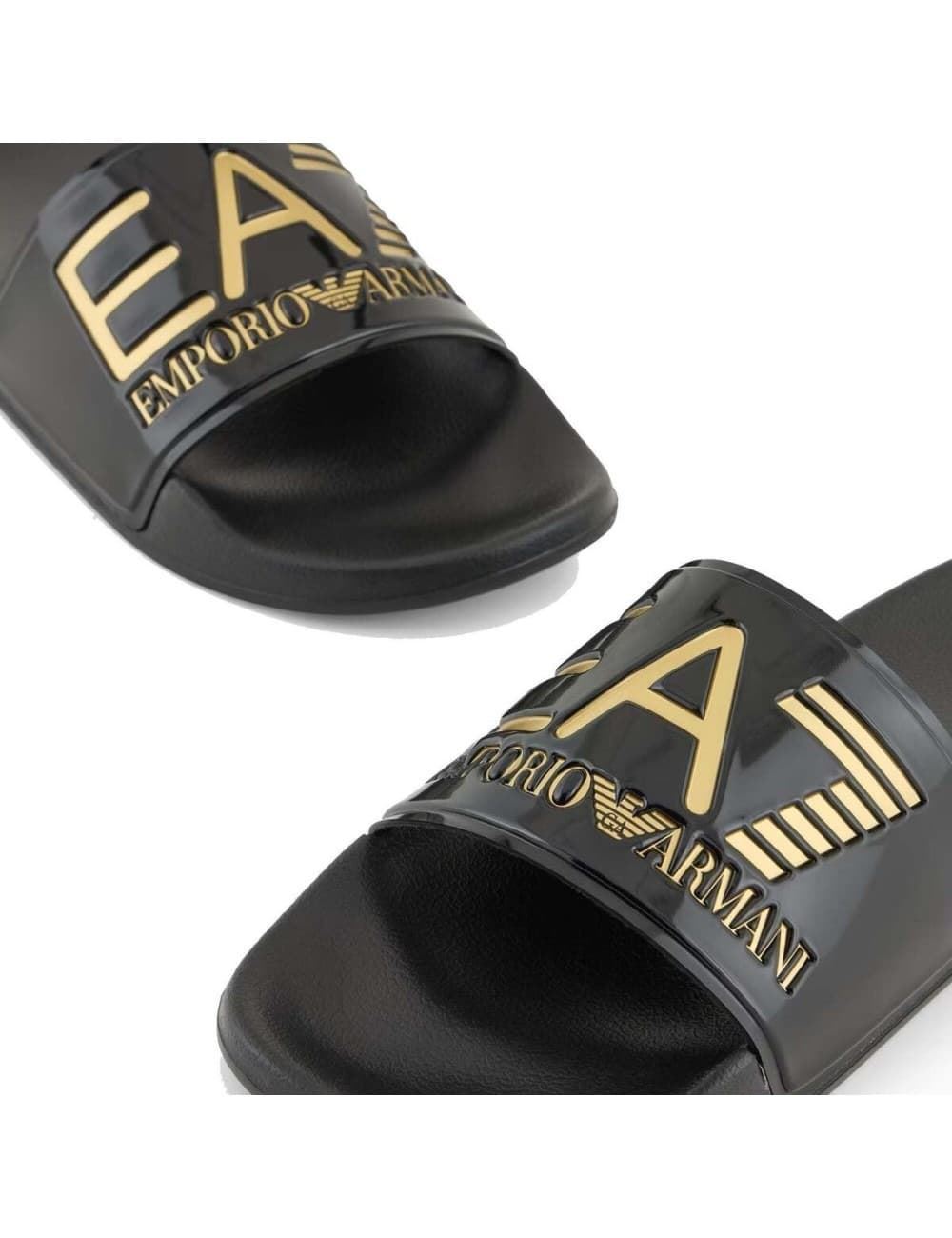 Chanclas EA7 Emporio Armani 7X000108 AF15118 PC001 shiny black/gold - Imagen 2