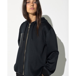 Sudadera abierta Lola Casademunt Bolsillo Efecto pIel LF2611040 00N - Imagen 2