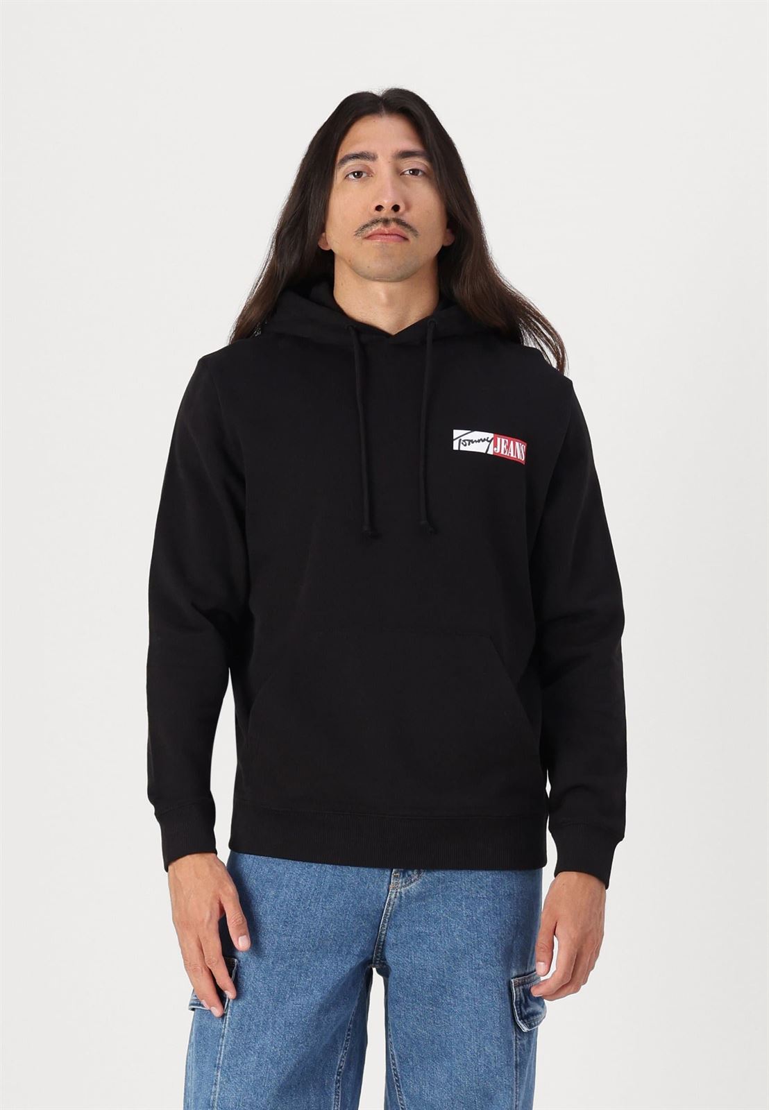 Sudadera Negra Tommy Jeans Reg Entry Graphic Hoodie Ext - Imagen 1