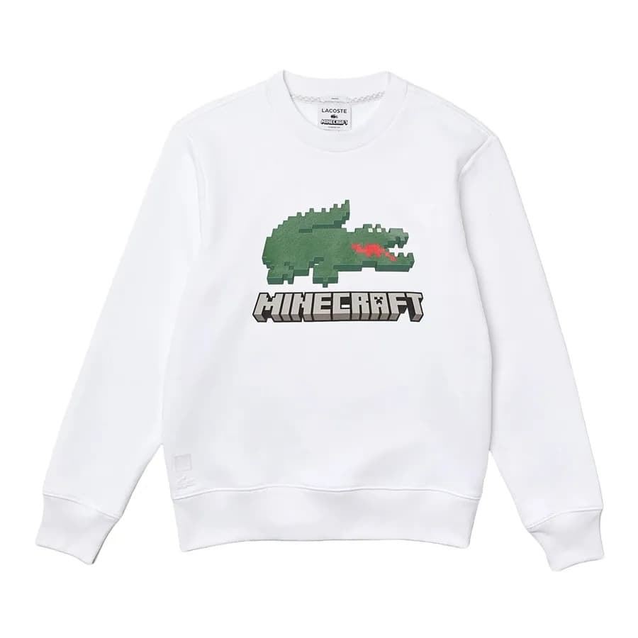 Sudadera sin capucha Lacoste x Minecraft SH3851-00 001 blanca - Imagen 1