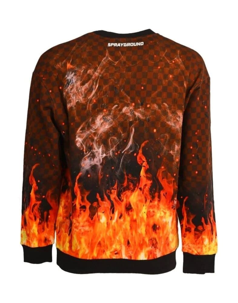 Sudadera Sprayground Shark on Fire CrewNeck Checkered SP379CHK - Imagen 2