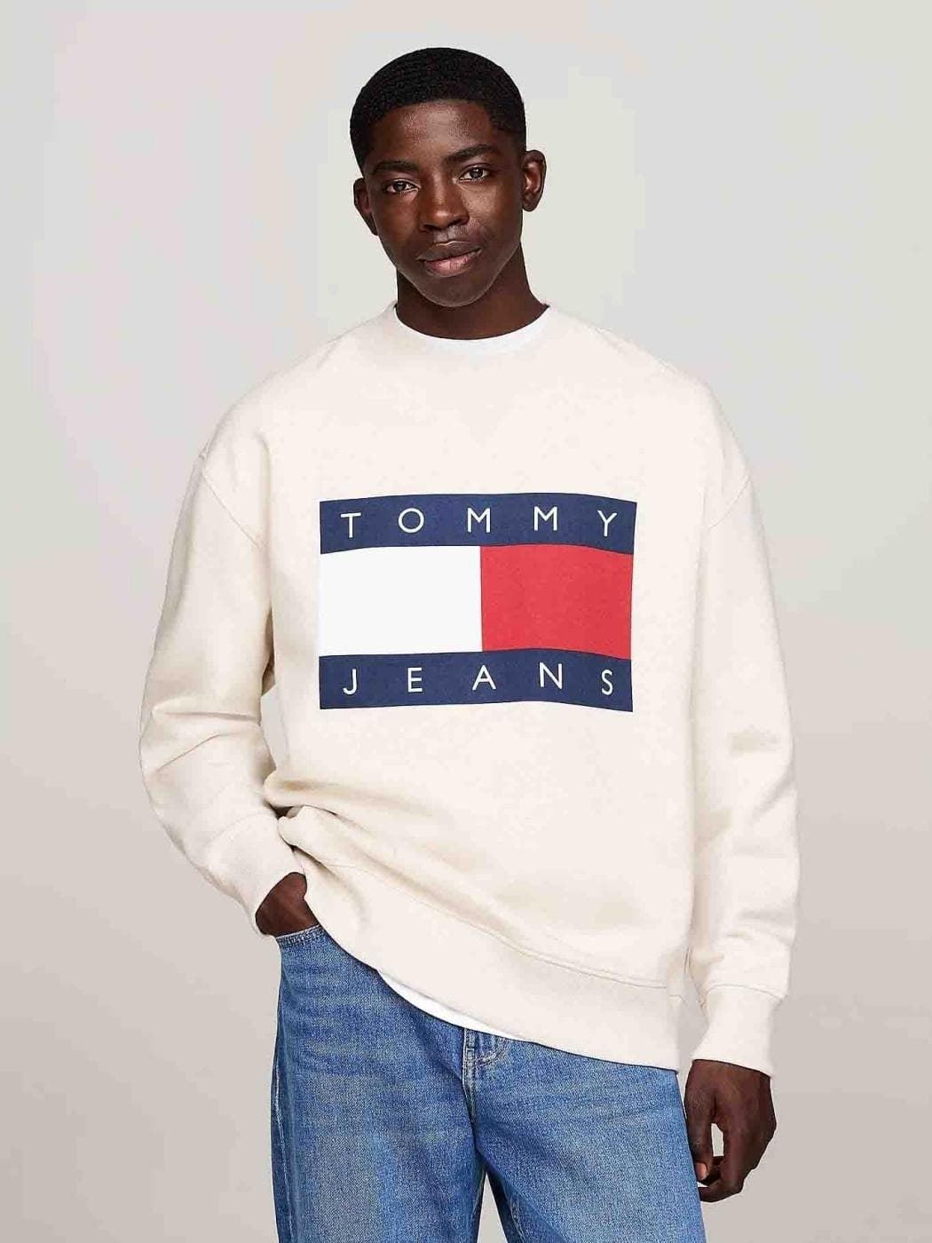 Sudadera Tommy Jeans DM0DM19756 YBH ancient white melange - Imagen 3